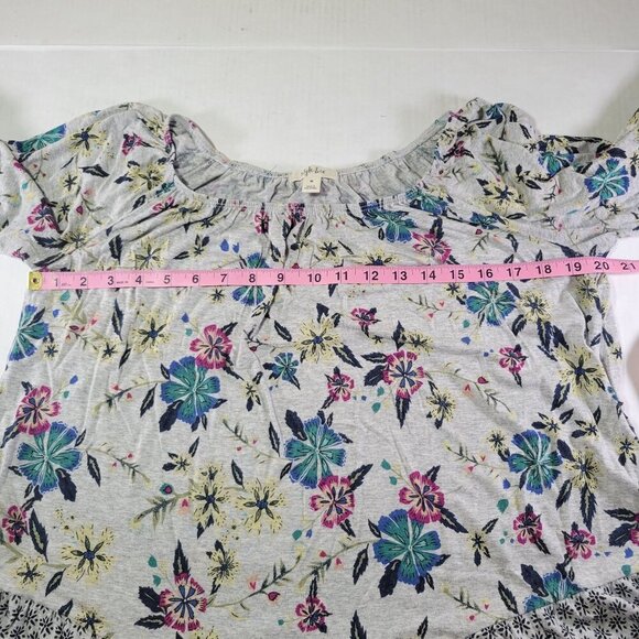 Style & Co Floral Patterned Oversized Blouse With Ruffle Sleeves Size M - Picture 5 of 10